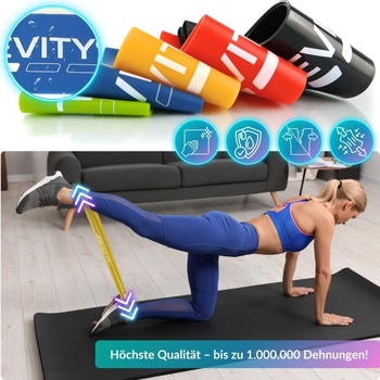 Fitness gumy, sada 5 kusov, odporové gumy zo 100% prírodného latexu, 5-25 kg