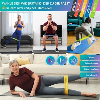 Fitness gumy, sada 5 kusov, odporové gumy zo 100% prírodného latexu, 5-25 kg