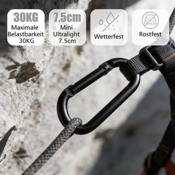 10 veľkých karabín, 75mm hliníkové kľúčenky s D-krúžkami, odolné proti korózii pre outdoorové