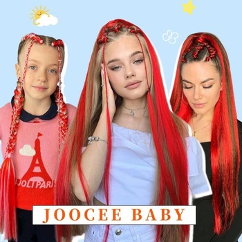 Syntetické vlasy na zaplétání, Snadné zaplétání, Přednatažené prodlužování copů, Červené