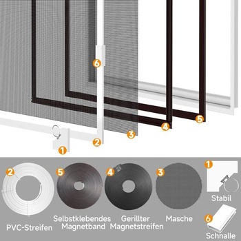 Samolepicí magnetická síť proti hmyzu na okno 115x125 cm Bílá Šedá 115 x 125 cm Bílý rám Šedá