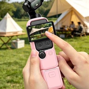 Silikónové puzdro pre DJI Osmo Pocket 4, ochranný kryt so silikónovým stojanom a pútkom na ruku