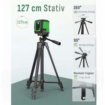 Křížový laser Lusweimi se stativem, zelený