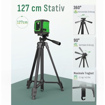 Krížový laser Lusweimi so statívom, zelený