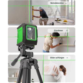 Krížový laser Lusweimi so statívom, zelený