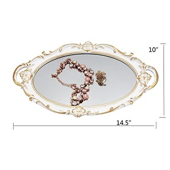 Dekorativní zrcadlový podnos Funerom Vintage 36,8 x 25,4 cm, oválný bílý