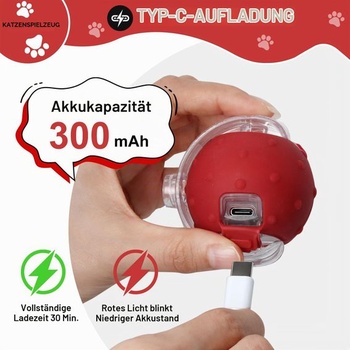 Interaktívna hračka pre mačky Elektrická lopta s vtáčími zvukmi Červená 1