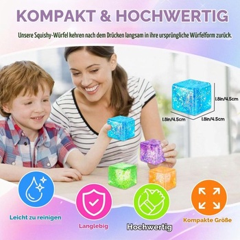 4 třpytivé kostky ledu, pomalu se resetující velký antistresový míček, antistresový míček pro