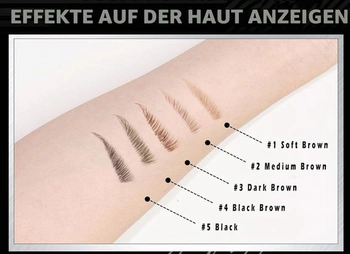 5 odtieňov tekuté ceruzky na obočie s chĺpkami, vidličkou a špicatou špičkou, varianty pre riedke obočie,