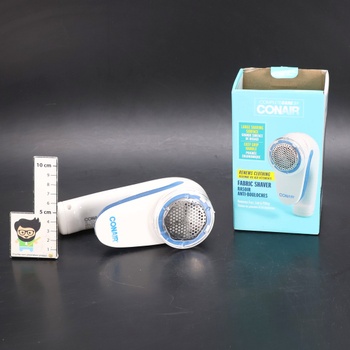 Conair Lint Remover, batériový holiaci strojček na odevy a látky, ergonomická rukoväť, biela/modrá,