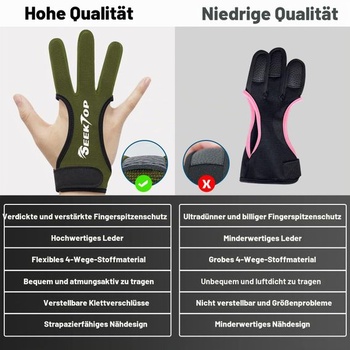Rukavice Seektop Traditional Lukostreľba, ochranné 3prstové rukavice pre deti, mládež, dospelých a
