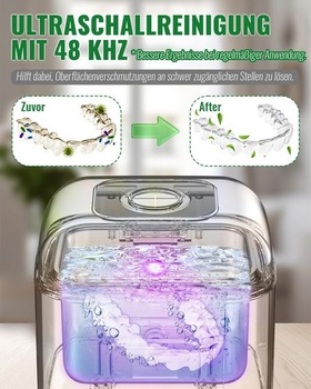 Ultrazvukové čistiace zariadenie 48 kHz pre zubné nosiče, objem 240 ml, UV svetlo