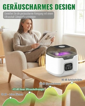 Ultrazvukové čistiace zariadenie 48 kHz pre zubné nosiče, objem 240 ml, UV svetlo