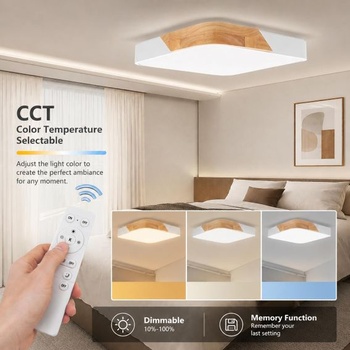 M Ledme - LED stropné svietidlo, štvorcové, 24W, s diaľkovým ovládaním, stmievateľné, 2700K-6500K,