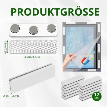 12 párov magnetických klipov na moskytiéru, 45 mm x 13 mm, magnety na moskytiéru, samolepiace klipy na