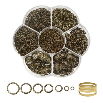 TOAOB 2300 kusov starých bronzových krúžkov, 3 mm až 10 mm, 7 veľkostí, delené krúžky