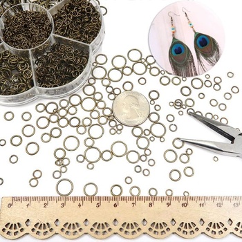 TOAOB 2300 kusov starých bronzových krúžkov, 3 mm až 10 mm, 7 veľkostí, delené krúžky