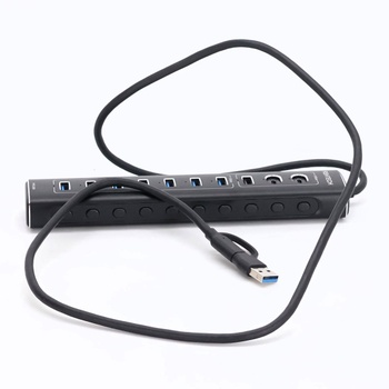 USB C 3.2 Hub Aktívne s napájaním (60W 12/5A), RSHTECH 11portový USB C 3.1 Gen2 Hub s 20W PD, 3 *