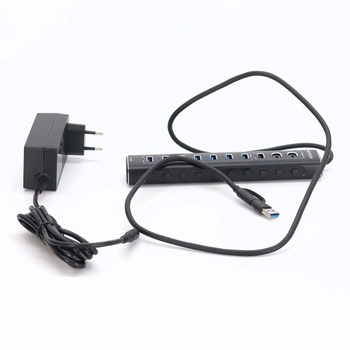 USB C 3.2 Hub Aktívne s napájaním (60W 12/5A), RSHTECH 11portový USB C 3.1 Gen2 Hub s 20W PD, 3 *
