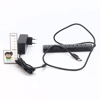 USB C 3.2 Hub Aktívne s napájaním (60W 12/5A), RSHTECH 11portový USB C 3.1 Gen2 Hub s 20W PD, 3 *