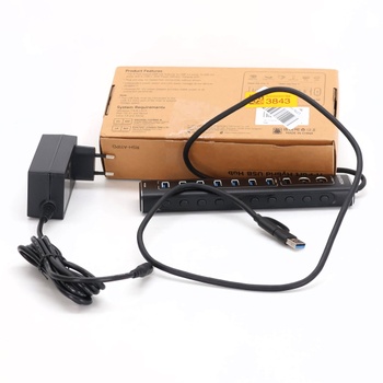 USB C 3.2 Hub Aktivní s napájením (60W 12/5A), RSHTECH 11portový USB C 3.1 Gen2 Hub s 20W PD, 3 *