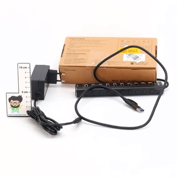 USB C 3.2 Hub Aktivní s napájením (60W 12/5A), RSHTECH 11portový USB C 3.1 Gen2 Hub s 20W PD, 3 *