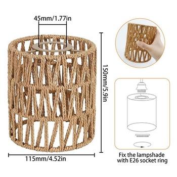 Tienidlo na lampu v boho štýle, 2 kusy, ratanové tienidlo, prútie (V 15 cm) A 2