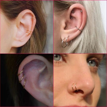 PunkTracker Nosní kroužek, titanová ocel, náušnice s chrupavkou, septum, klikr, 0,8 mm, 1,0 mm, 1,2
