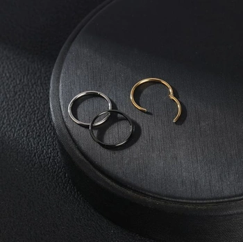 PunkTracker Nosní kroužek, titanová ocel, náušnice s chrupavkou, septum, klikr, 0,8 mm, 1,0 mm, 1,2