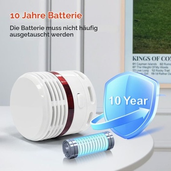 Mini detektor kouře s 10letou životností baterie, detektor kouře, požární hlásič s tlačítkem