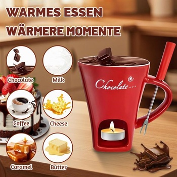 TOGETDREAM Čokoládový fondue kelímek, 200 ml Keramický čokoládový hrnek na fondue s vidličkou