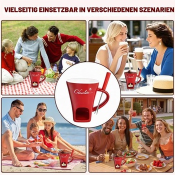 TOGETDREAM Čokoládový fondue kelímok, 200 ml Keramický čokoládový hrnček na fondue s vidličkou