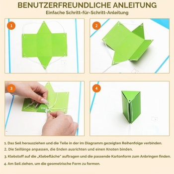 Učební kniha o 3D geometrii Pull String: 15 modelů, kniha pro kutily pro děti, prostorové myšlení,