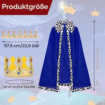 Stredoveký plášť AOOWU pre deti, 80 cm, modrý
