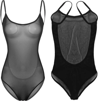 ROSVAY Body Lingerie Strappy Sexy Dámské Meshované Monokini s Odhaleným Výstřihem a Zády Průsvitné