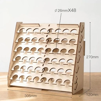 Nástěnný stojan/držák na barvy pro stolní barvy a modelářství, se 48 otvory (Ø26 mm), kompatibilní