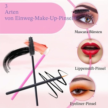 Sada jednorazových aplikátorov na make-up s trojuholníkovými pusinkami, nástavcami na riasenky,