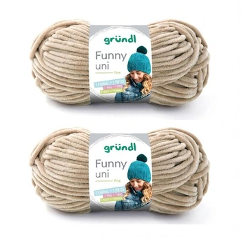 Gründl Funny Uni Chenille Wool, 2 klbká po 100 g, béžová