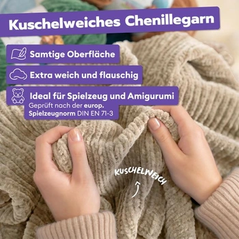 Gründl Funny Uni Chenille Wool, 2 klubíčka po 100 g, béžová