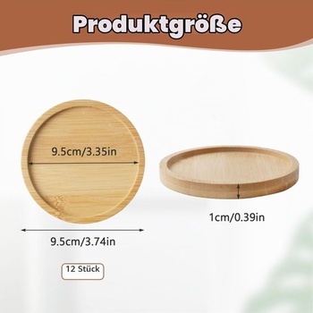 Bambusové drevené podtácky, 12 kusov, okrúhle drevené podtácky s okrajom