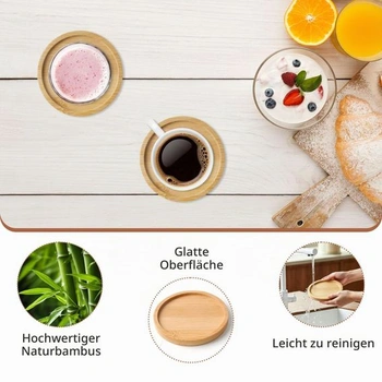 Bambusové dřevěné podtácky, 12 kusů, kulaté dřevěné podtácky s okrajem