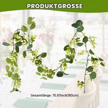 Girlanda z umelého eukalyptu, 180 cm eukalyptová dekorácia na stôl