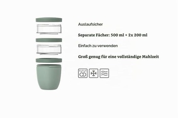 Mepal - Kalíšky na cereálie, 3dielne, eliptické - 500 + 200 + 200 ml - Vivid Mauve