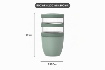 Mepal - Kalíšky na cereálie, 3dielne, eliptické - 500 + 200 + 200 ml - Vivid Mauve
