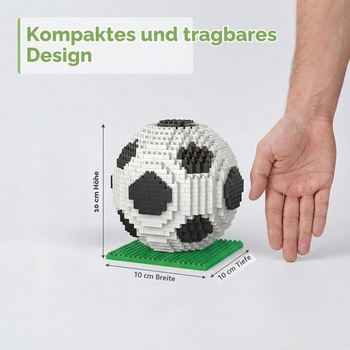 800dielna 3D sada futbalových kociek so základňou zo zelenej trávy, mikro puzzle model lopty pre