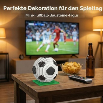 800dielna 3D sada futbalových kociek so základňou zo zelenej trávy, mikro puzzle model lopty pre