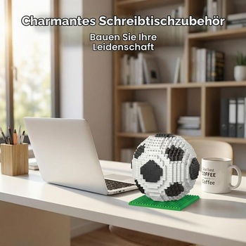 800dielna 3D sada futbalových kociek so základňou zo zelenej trávy, mikro puzzle model lopty pre