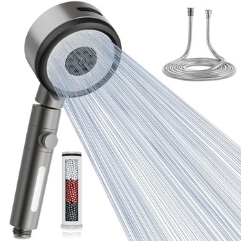 Sprchová hlavica Magichome s filtrom, 6 režimov, vysokotlaková sprchová hlavica s hadicou 1,5 m, tmavo