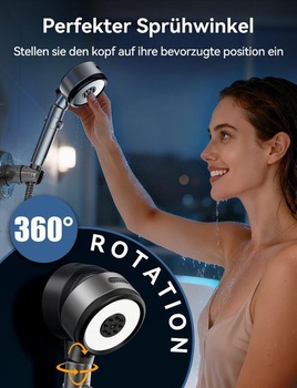 Sprchová hlavica Magichome s filtrom, 6 režimov, vysokotlaková sprchová hlavica s hadicou 1,5 m, tmavo