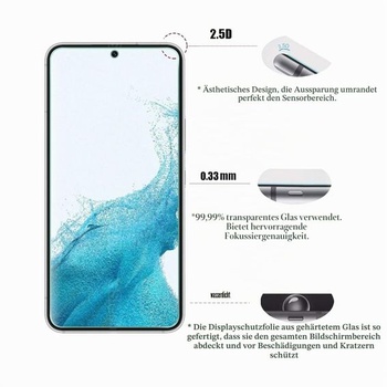 AOKUMA Ochranná fólie na displej pro Samsung Galaxy S22 5G, 【balení po 2 ks】 Sklo kompatibilní s